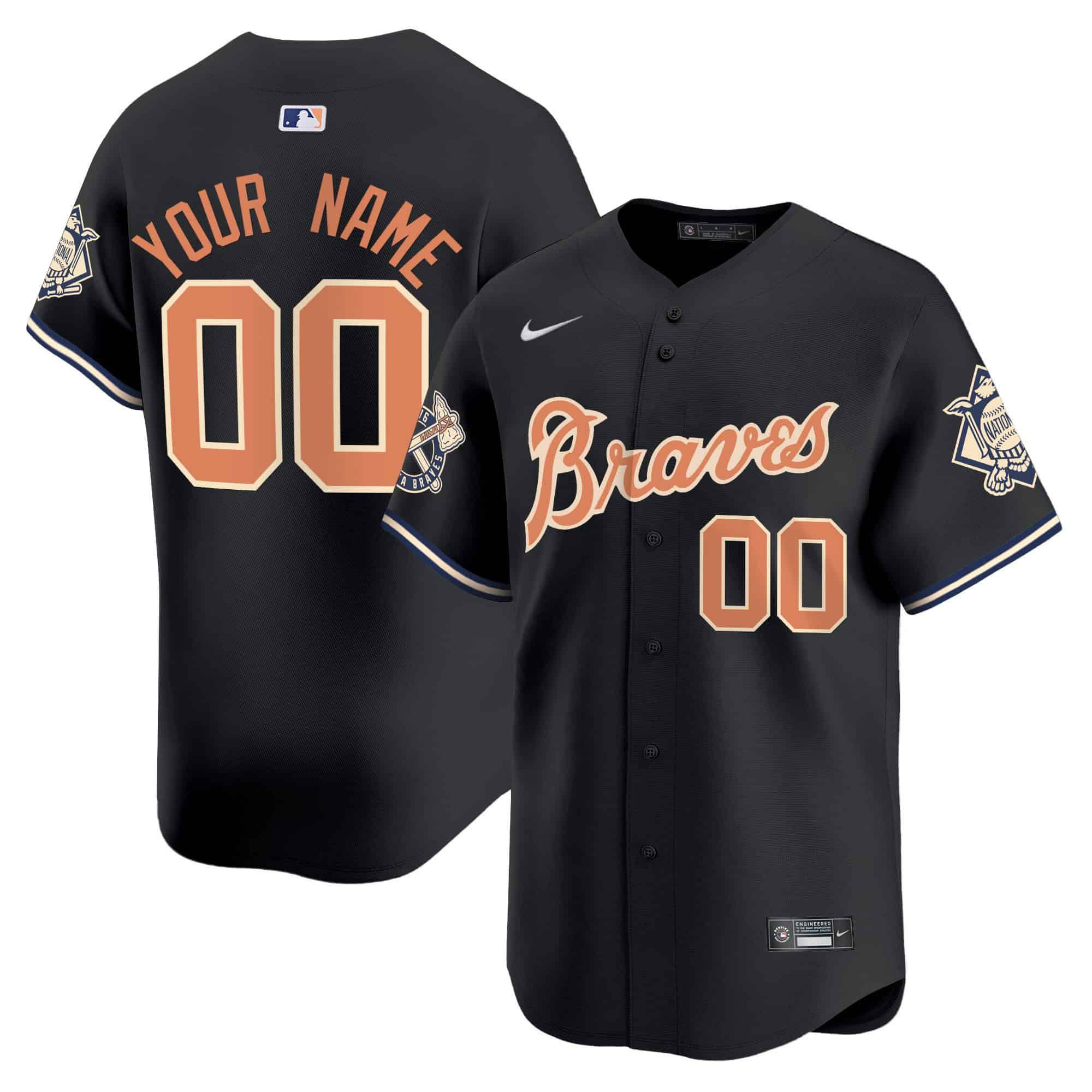 Men Atlanta Braves Black 2024 Nike Peaches Vapor Premier Limited Custom MLB Jersey